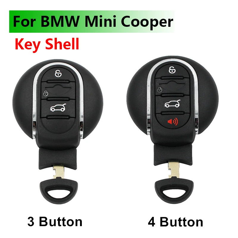 

For BMW Mini Cooper Car Key Shell Cover 3/4 Buttons Smart Remote Fob Case with Emergency Key Blade 2015 2016 2017 2018