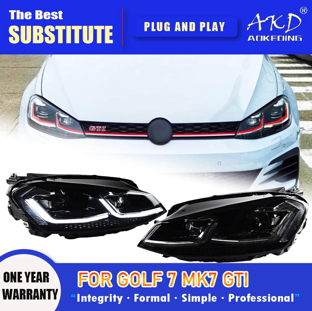 AKD Head Lamp for VW Golf 7 MK7 GTI LED Headlight 2013-2017 Headlights Golf 7 MK7 DRL Turn Signal High Beam Angel Eye Projector