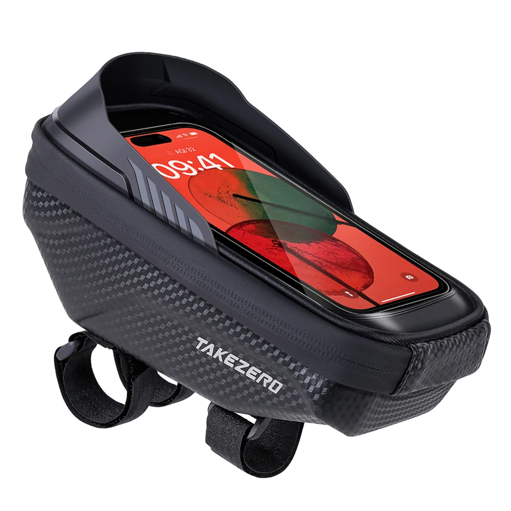 1L Bicycle Front Frame Bag Waterproof Bike Top Tube Bag Support Touch Screen Sun Visor Bike Frame Bag for Smart Phones 4.7-6.8in