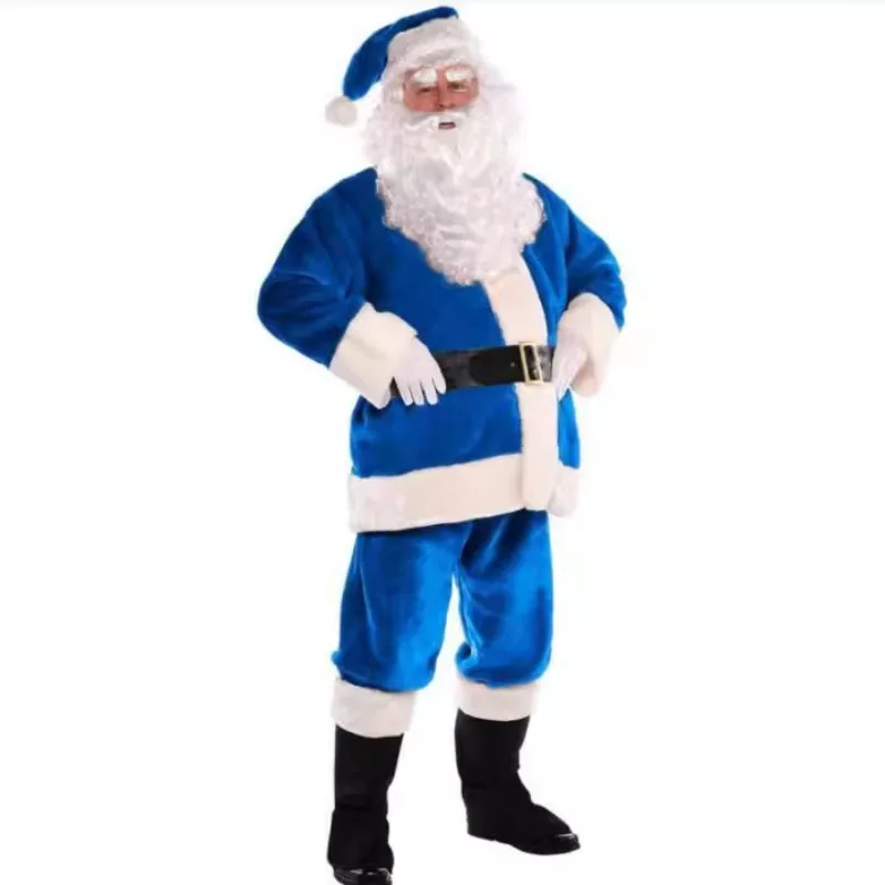 Festive Atmosphere Stage Theatre Performance Costume Creative Blue Santa Suit Festive Celebration Adult Seven-Piece Cosplay