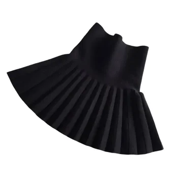 2-12Year Toddler Baby Girls Knit Skirt Autumn Winter Princess Pleated Children School High Waist Mini Tutu Skirts Kids Clothing 4
