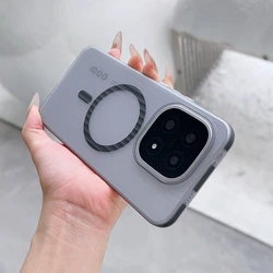 Magnetic Transparent Anti - Slip Chain Textured Protective Case with Shockproof Bumper for Vivo iQOO 15 (Black)