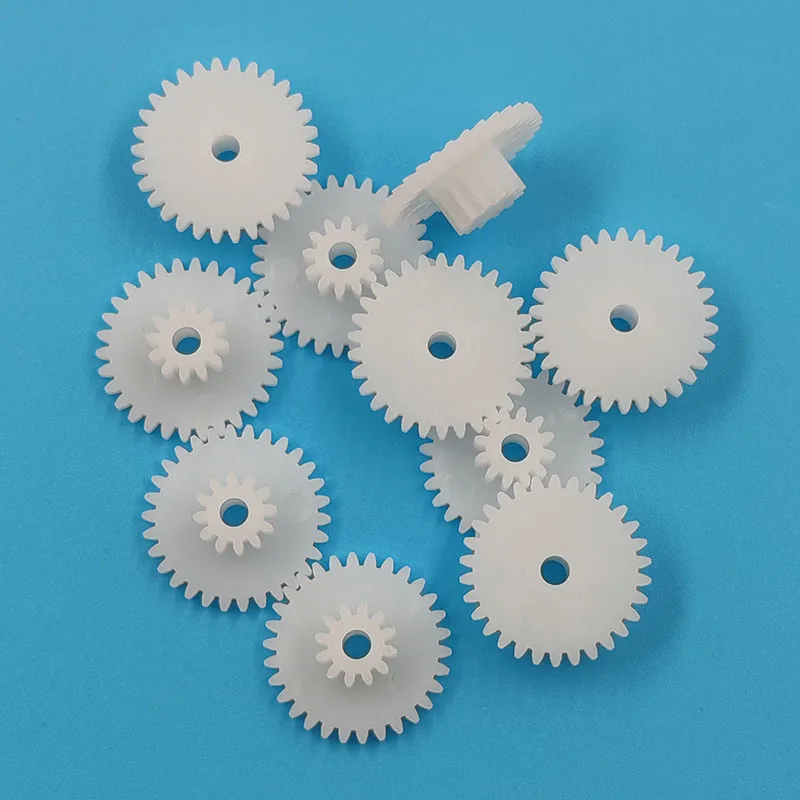 30122.5A 0.5M Plastic POM Gear Diameter 16mm 30 Teeth 12 Teeth Double Layer Gear 2.5mm Hole DIY Toy Parts Accessories 30+12t