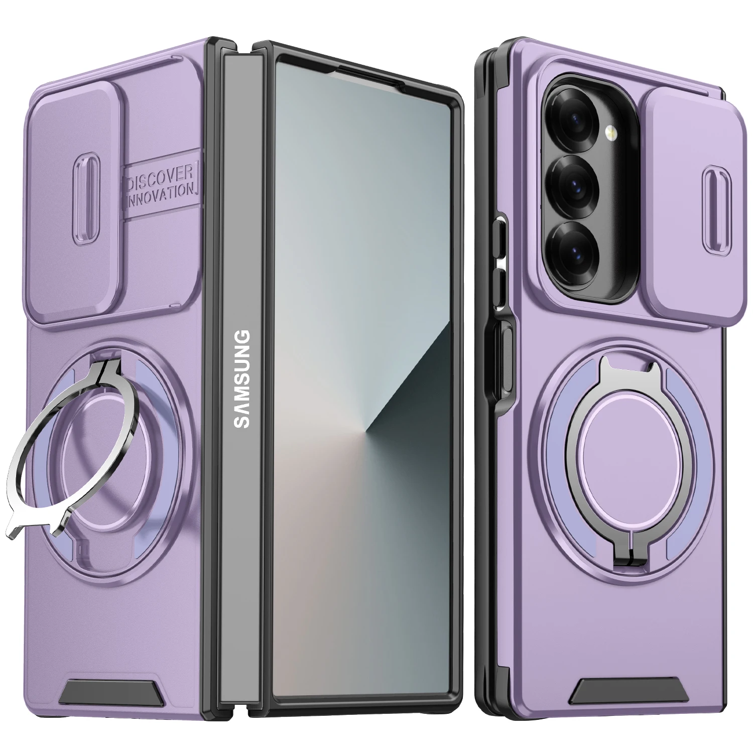 Premium Armor Case with Slide Lens Protection and Magnetic Ring Holder