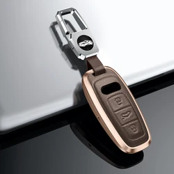 Premium Alloy Leather Car Remote Key Case Holder - Durable Luxury Auto Accessory (Brown with keychain)