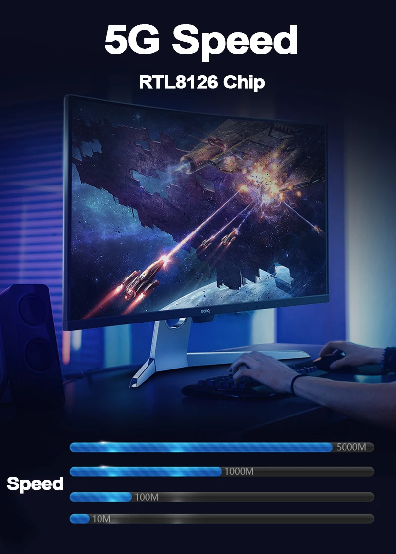 기가비트 이더넷 PCI 익스프레스 네트워크 카드, 데스크탑용 5G PCIe to RJ45 네트워크 카드, RTL8126 칩, 10, 100, 2500, 5000Mbps, 1Gbps, 5Gbps