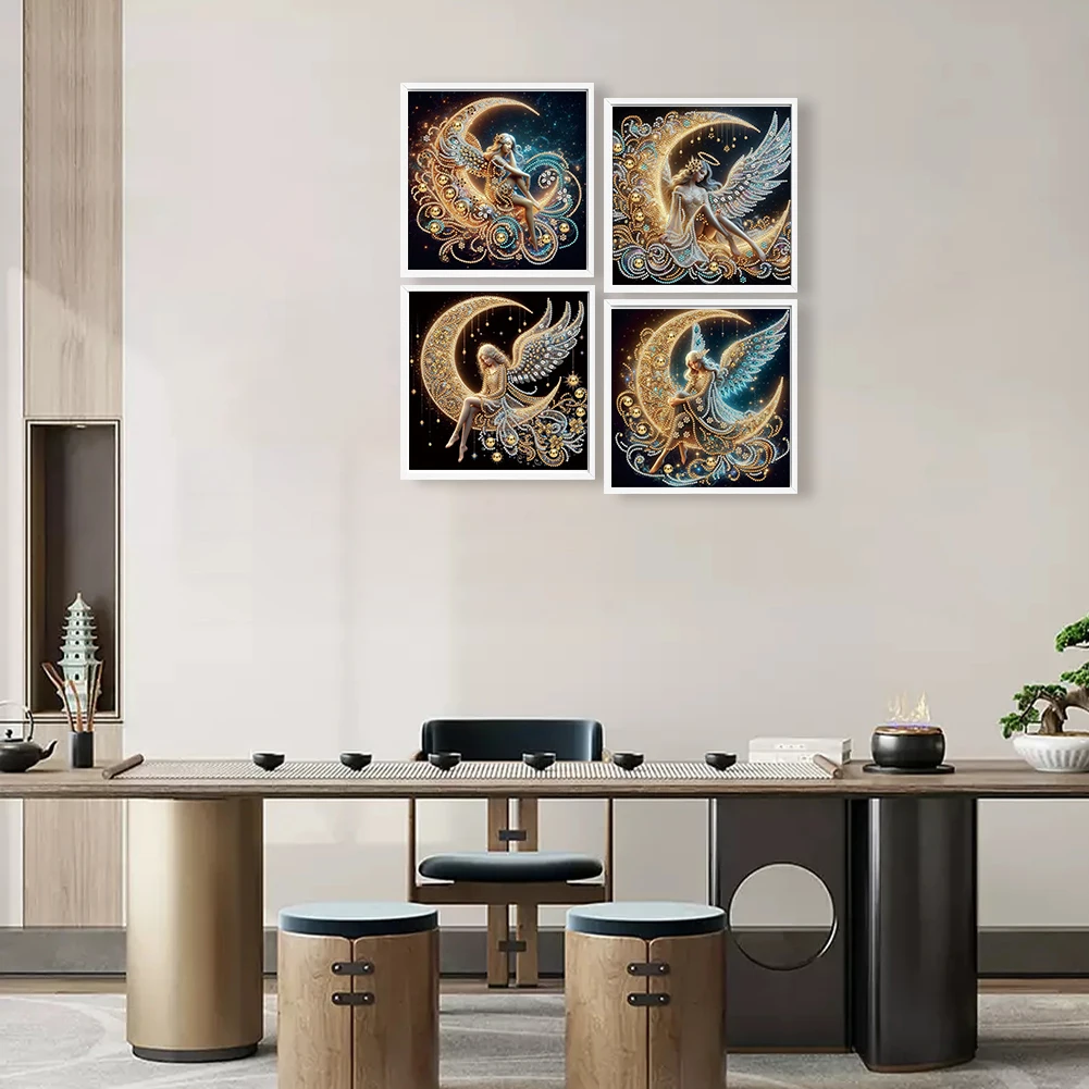 4pcs 30x30cm Girl 5D DIY Special Shape Crystal Partial Diamond Painting Kit