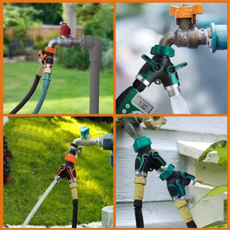 Garden hose splitter two way connector 3/4 inch garden tap y conector drip irrigation adapter