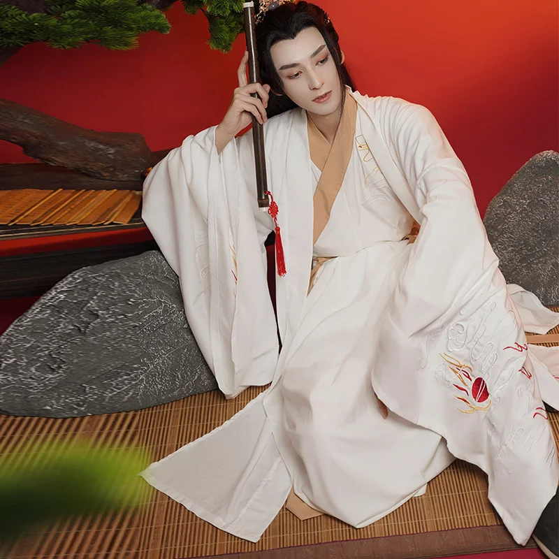 2022 Fashion Costume Embroidery Hanfu Mens Chinese Style Robe Cardigan The Untamed Oversized Kimono  Ancient WORD OF HONOR 2022 the untamed xiao zhan wang yibo 365 days calendar collection edition bo jun yi xiao desk calendars daily schedule planner