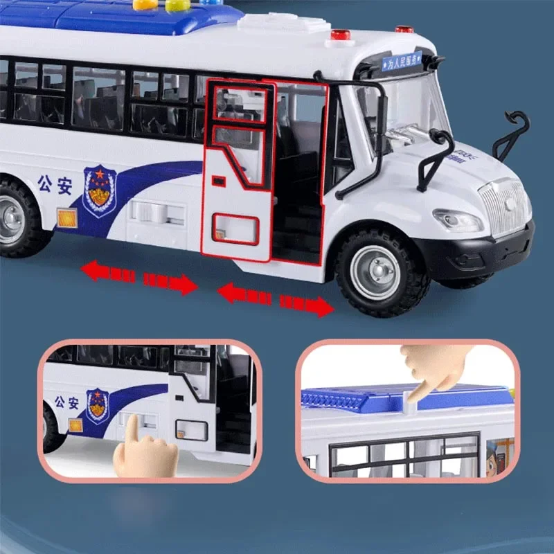 Simulated Police Model Inertial Car Diecast Light and Sound Pull Back Toy Vehicle Model Police Truck Ambulance for Boys Gift