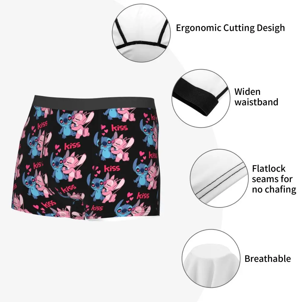 Custom Stitch Lion Cute Boxers Shorts Men's Disney Movie Briefs Underwear Fashion Underpants