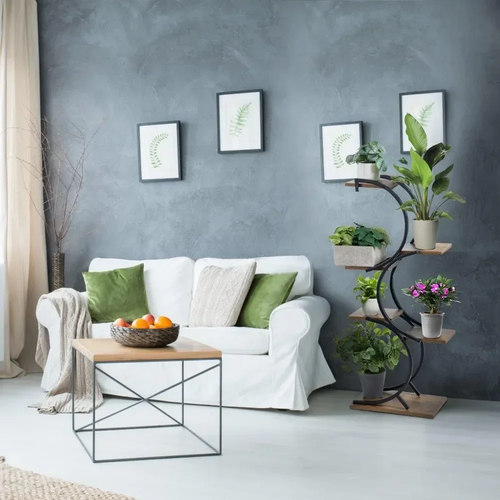 Plant Stand Indoor 6-Tier wrought iron Plant Stand Green Indoor Plant Stand Tiered Use Office Home Decor 4