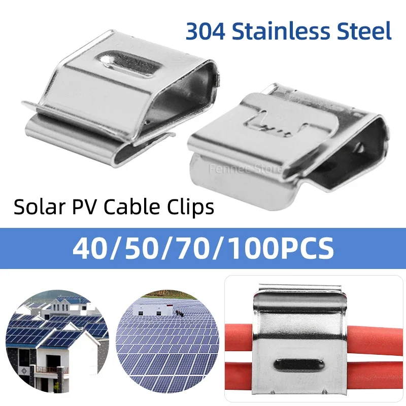 Cable Clip Solar Panel Cable Clips Stainless Steel PV Wire Clip Fixing Clamps 40/50/70/100PCS for PV Module Wire Accommodates 2 Wires cable clip,cable clamp