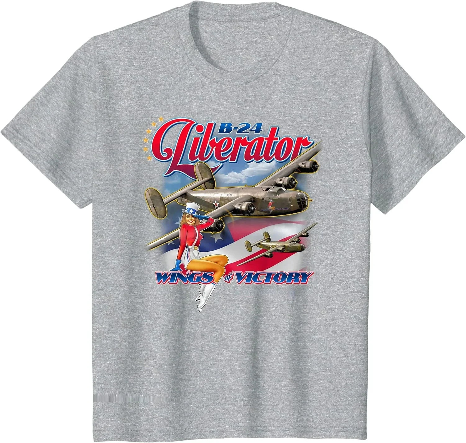 Wings of Victory WWII USAF B-24 Liberator Heavy Bomber T-Shirt 100% Cotton O-Neck Short Sleeve Casual Mens T-shirt Size S-3XL