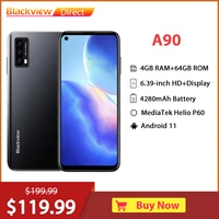 Blackview A90 Smartphone,Helio P60 Octa Core,4GB RAM+64GB ROM,6.39" HD NFC Mobile Phone,4280mAh 4G LTE Cellphone,Android 11 1