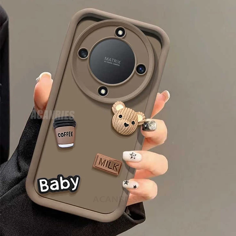 3D Bear Liquid Silicone Cartoon Soft Phone Case - Cute Design