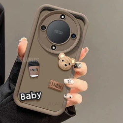 3D Bear Liquid Silicone Cartoon Soft Phone Case - Cute Design for Magic6 Lite (Baby Coffee)