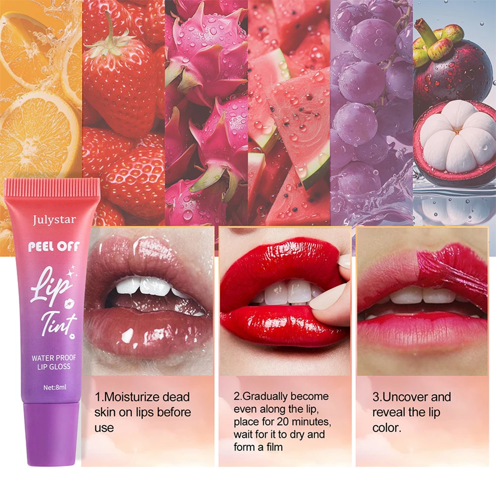 Tear Off Lip Glaze Fruity Matte Liquid Lipstick Tint Color Dye Waterproof Lip Stain Lasting Makeup Peel Off Cosmetics lip makeup lip glaze lip tint lip stain