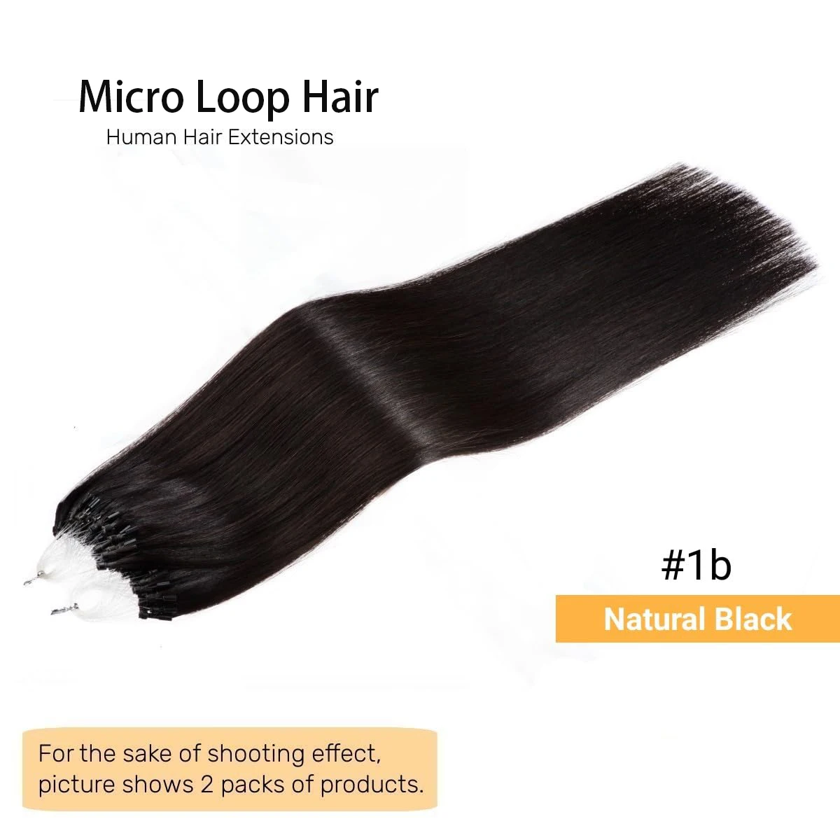 Micro Loop Hair Extensions 16-26 Inch Micro Bead Remy Hair Extension 1g/Strand 50g Color #1B Natural Black Straight For Salon