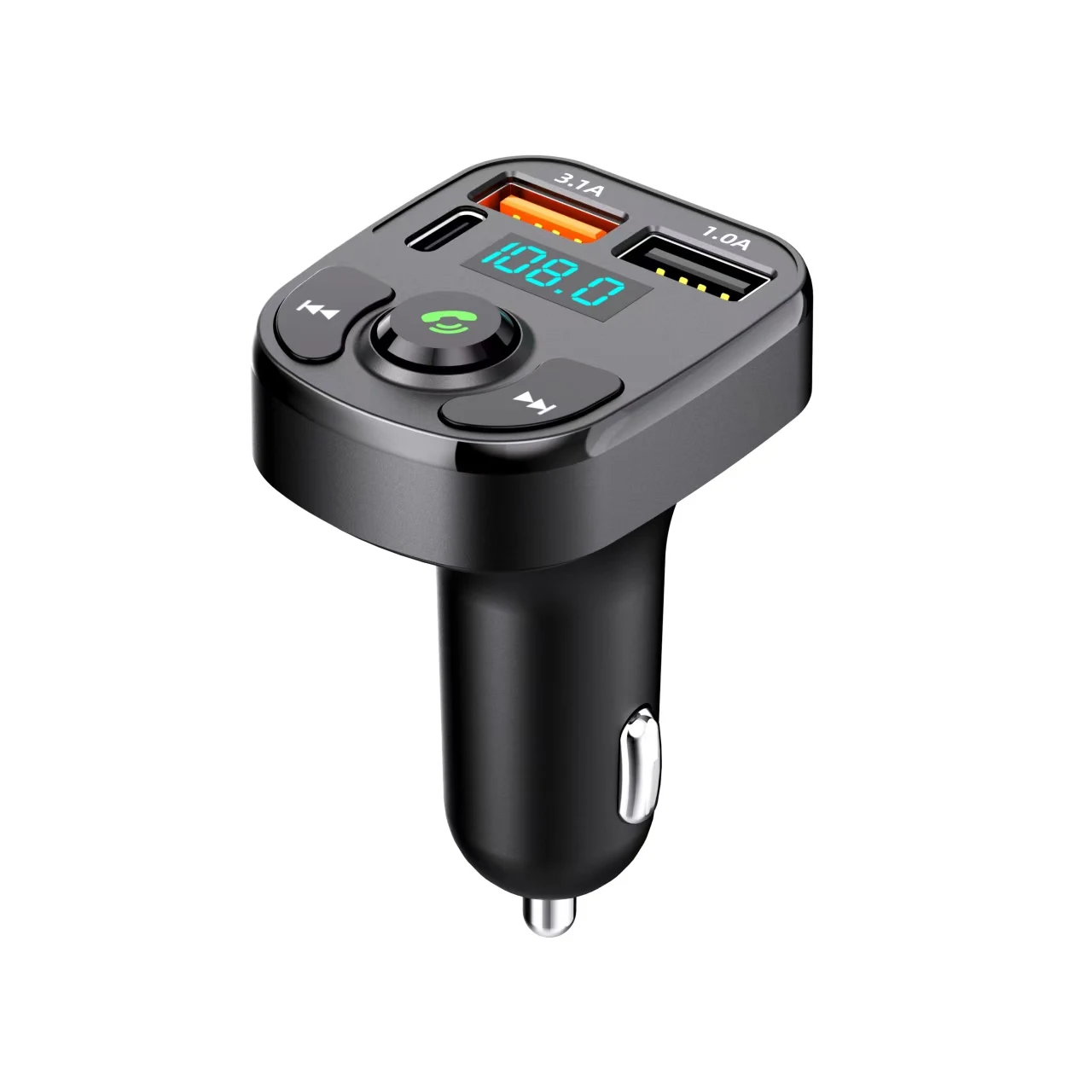 Bluetooth 5.0 Auto-Ladegerät FM-Transmitter Audio Dual-USB Auto-MP3-Player Autoradio Freisprecheinrichtung Schnellladegerät Auto-Zubehör – Detail 5