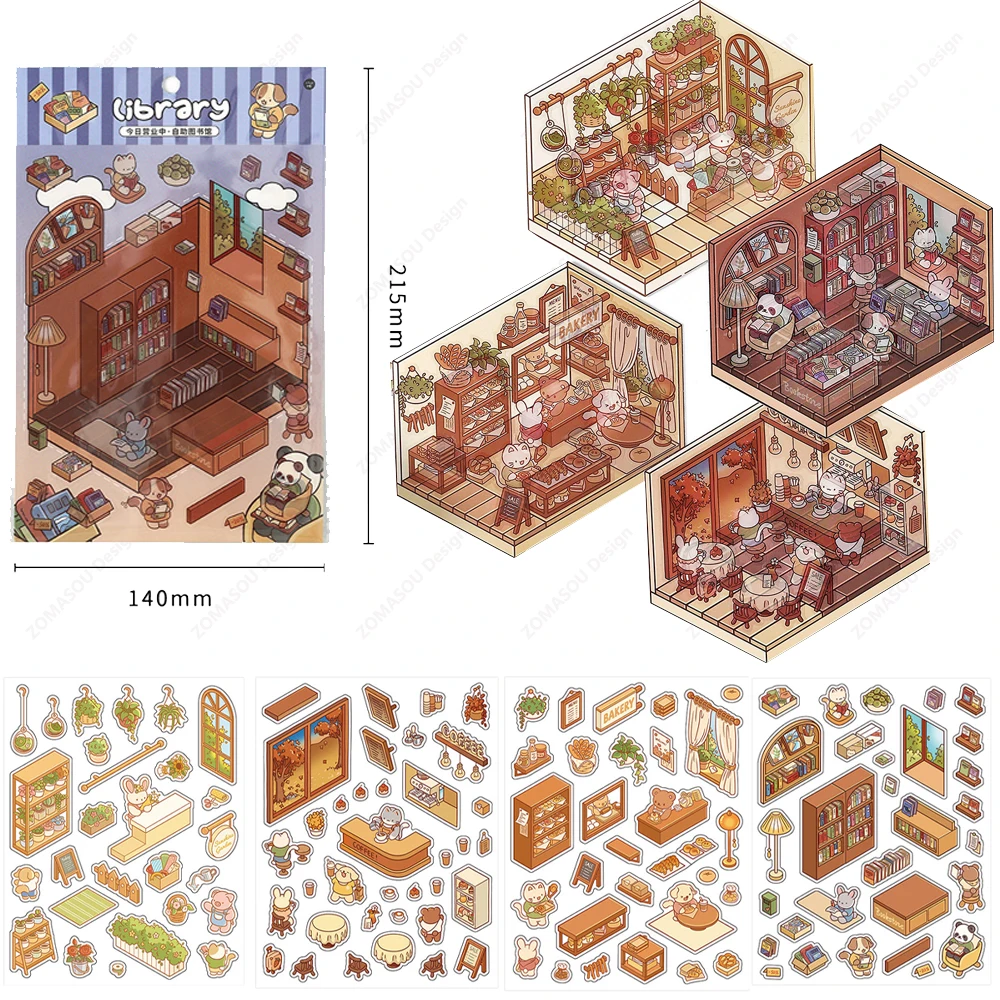 Wholesale PET 3D Animal Scene Sticker Cute Cartoon Pocket Diy Scene ...