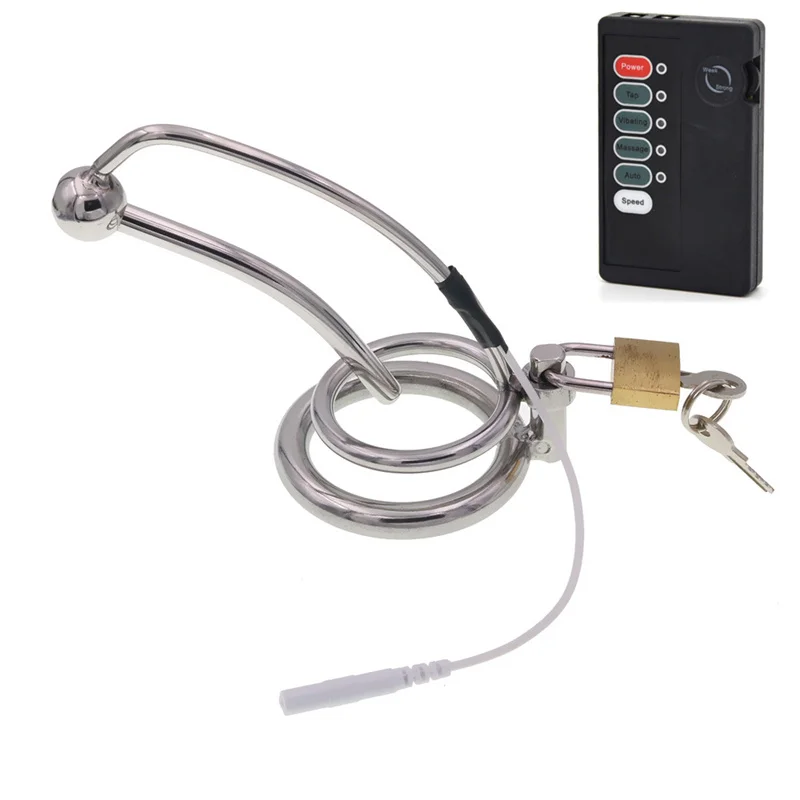 Metal Penis Lock Cock Ring Dick Restraint Stim Sex Toy for Men Medical Themed Toys Chasity Device Electric Shock Cock Cage