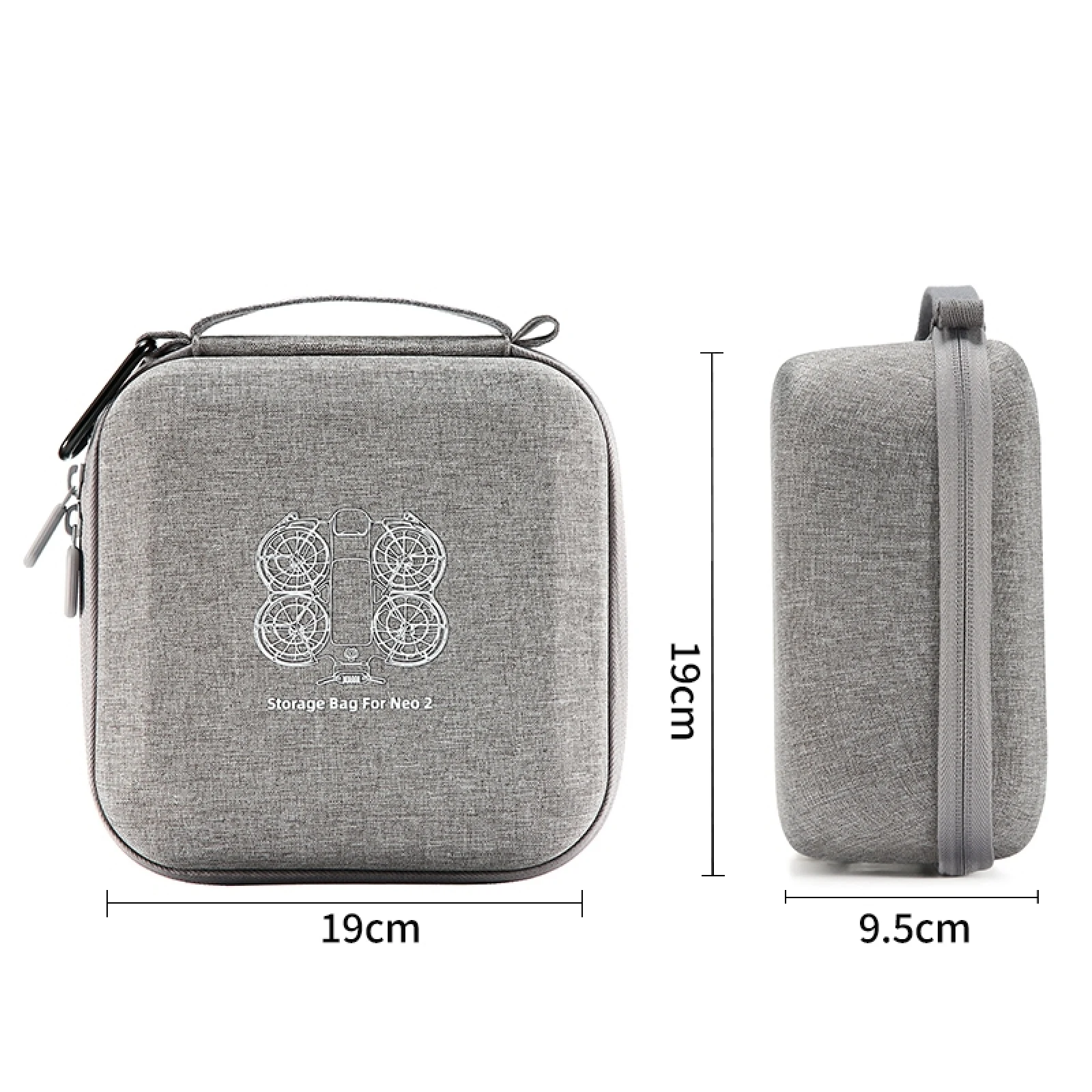 Achetez un étui de transport pour drone DJI Neo 2 : vue latérale du sac de protection RC-N3 avec bandoulière.
