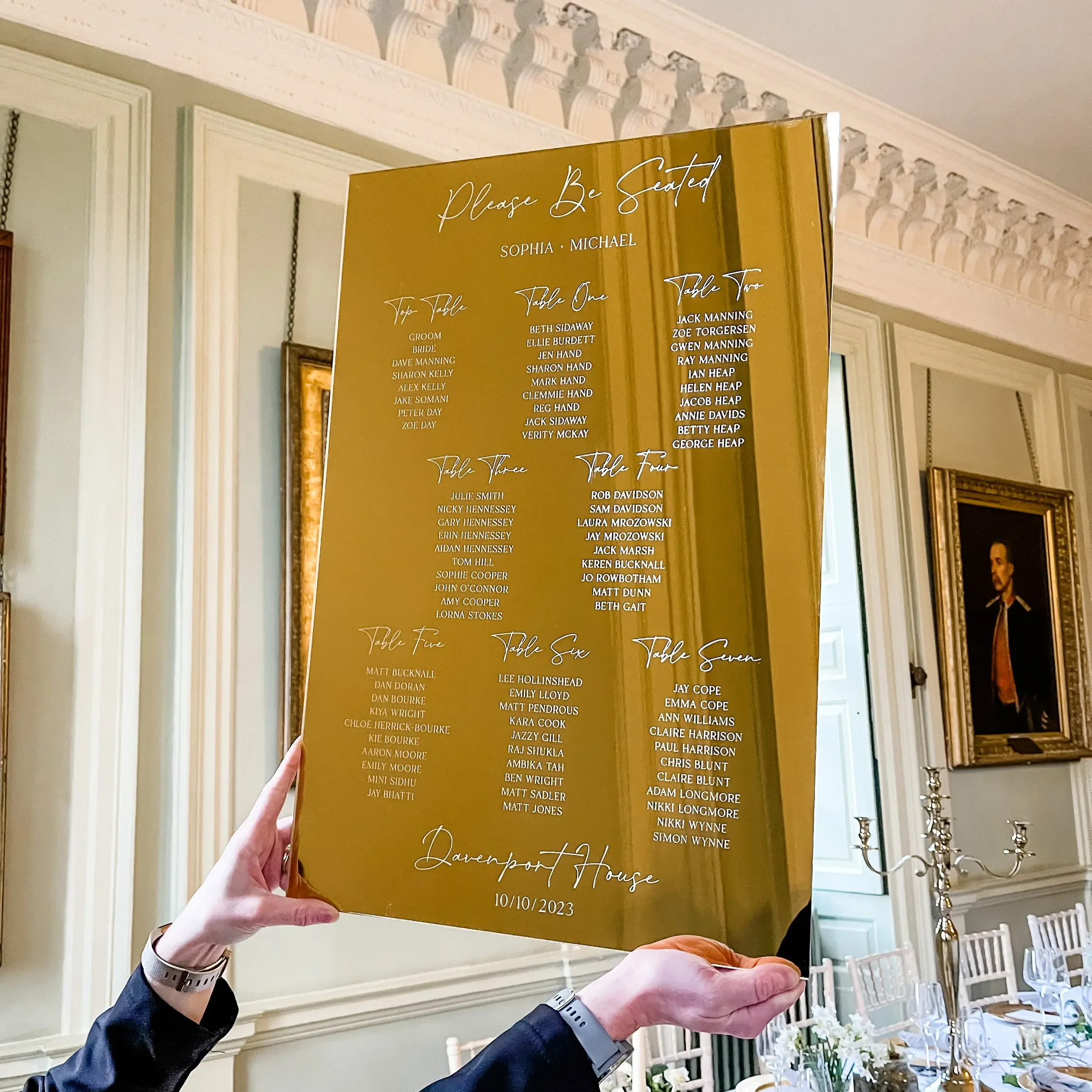 Gold Luxury Mirror Wedding Table Plan Wedding Seating Chart Seating Sign Please Be Seated Guests Plan Find Your Seat