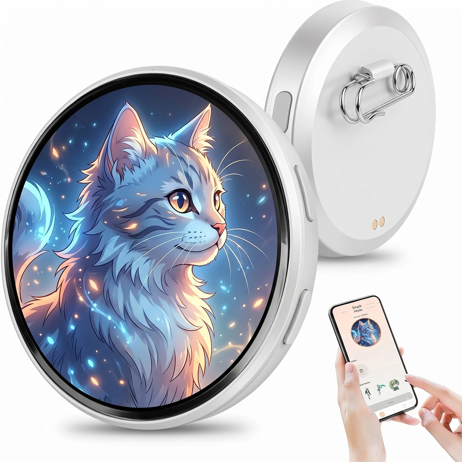 Animated DIY Digital Display Badge with Customizable Images and Phone App Control