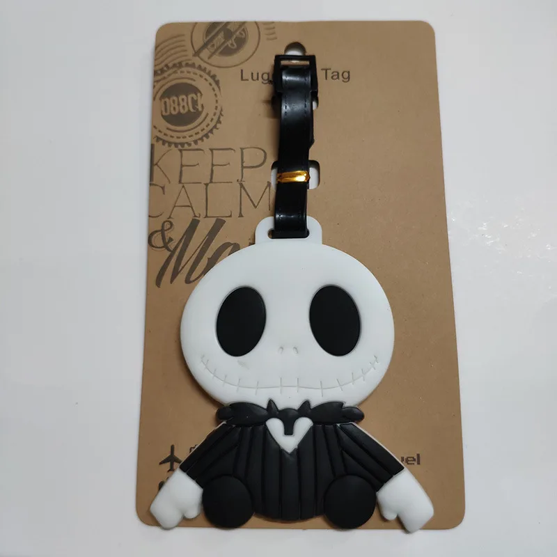 Nightmare Before Christmas Anime Figure Halloween Pumpkin Creative Silicone Luggage Tag Pendants Hang Tags Tourist Products Toy
