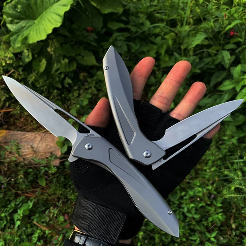 

M390 Blade Titanium Alloy Handle Flipper Zero Folding Knife Self Defense Pocket fruit Knife for Men EDC Box opener Tools