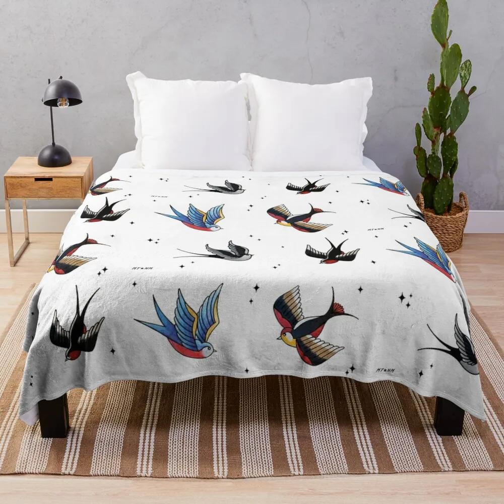 

Swallows pattern Throw Blanket Multi-Purpose