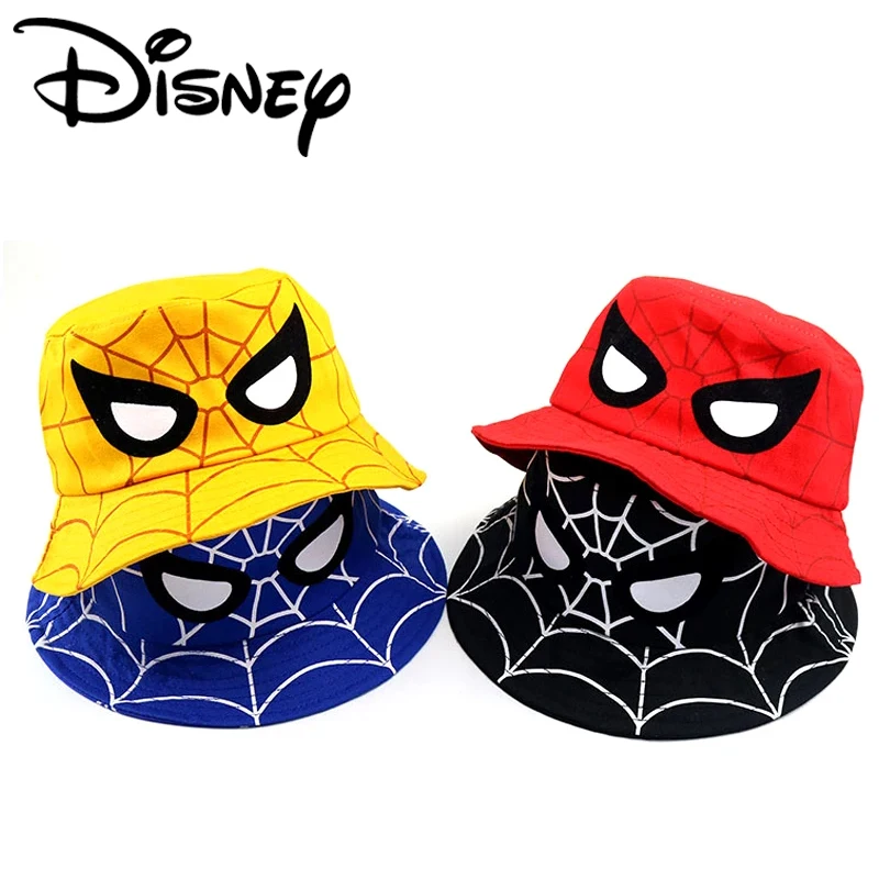 

Disney Anime Spiderman Bucket Hat for Boy Girl Autumn Baby Fisherman Hat Red Blue Kids Panama Children Cotton Sun Cap Gifts