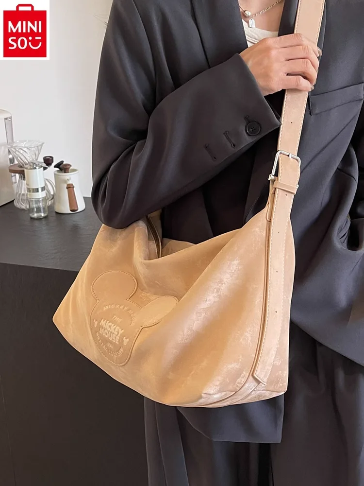 MINISO Disney Mickey Fashion High Quality Large Capacity Shoulder Bag Women's Classic Casual Versatile Storage Tote Bag