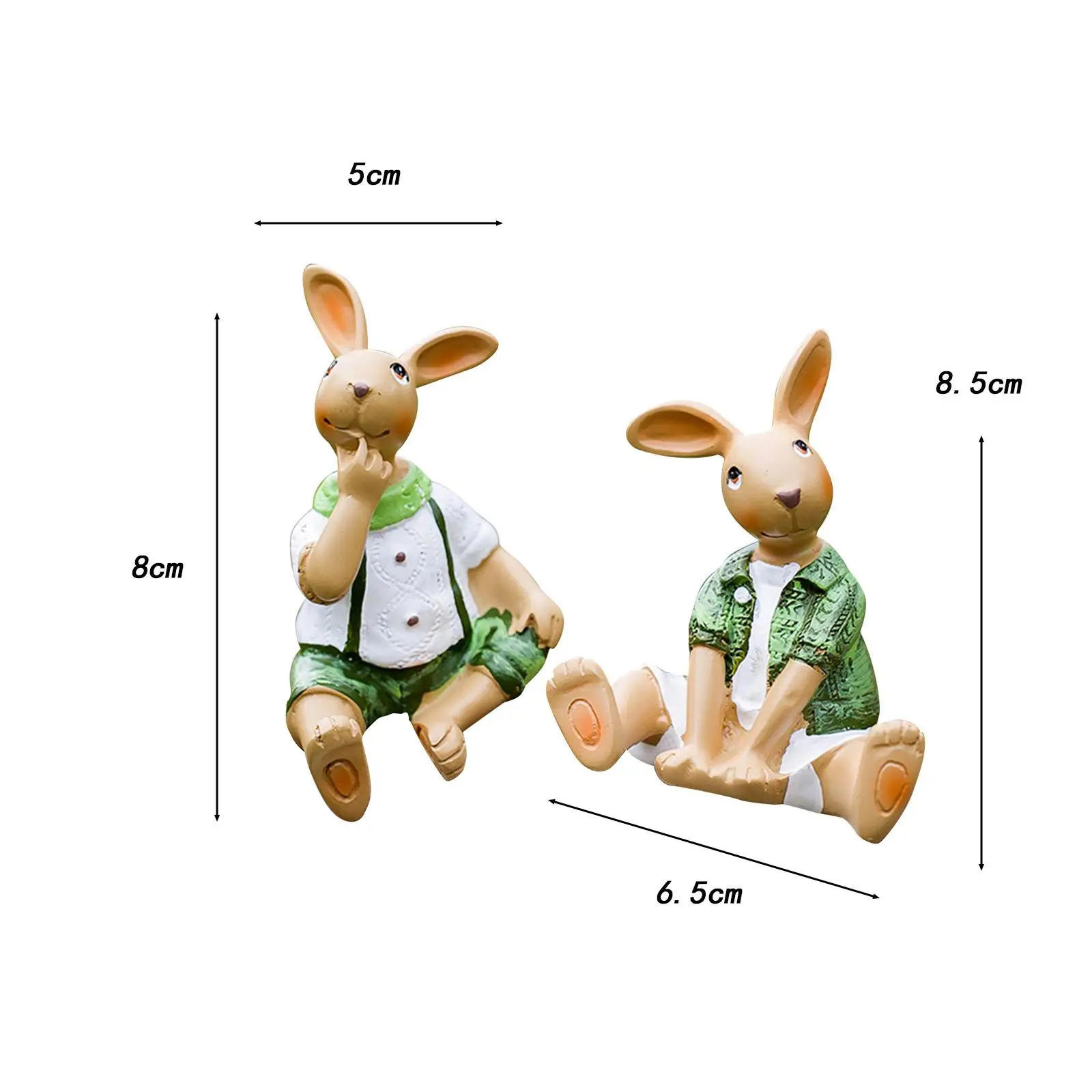 2x Garden Rabbit Statues Resin Art Decoration Patio Gifts for Mom Grandma Women Sittinging Bunny Sculpture Funny Bunny Figurines