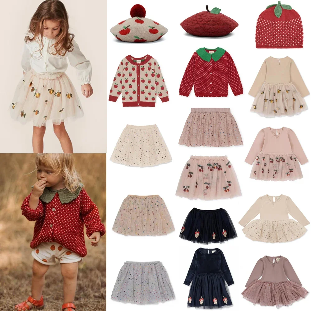 Girls Strawberry Knit Cardigan & Lace Skirt Set 1