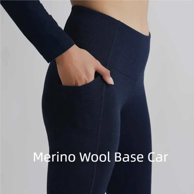 Outdoor women's Merino wool quick-drying leggings Warm breathable underwear Merino ski hiking yoga pants