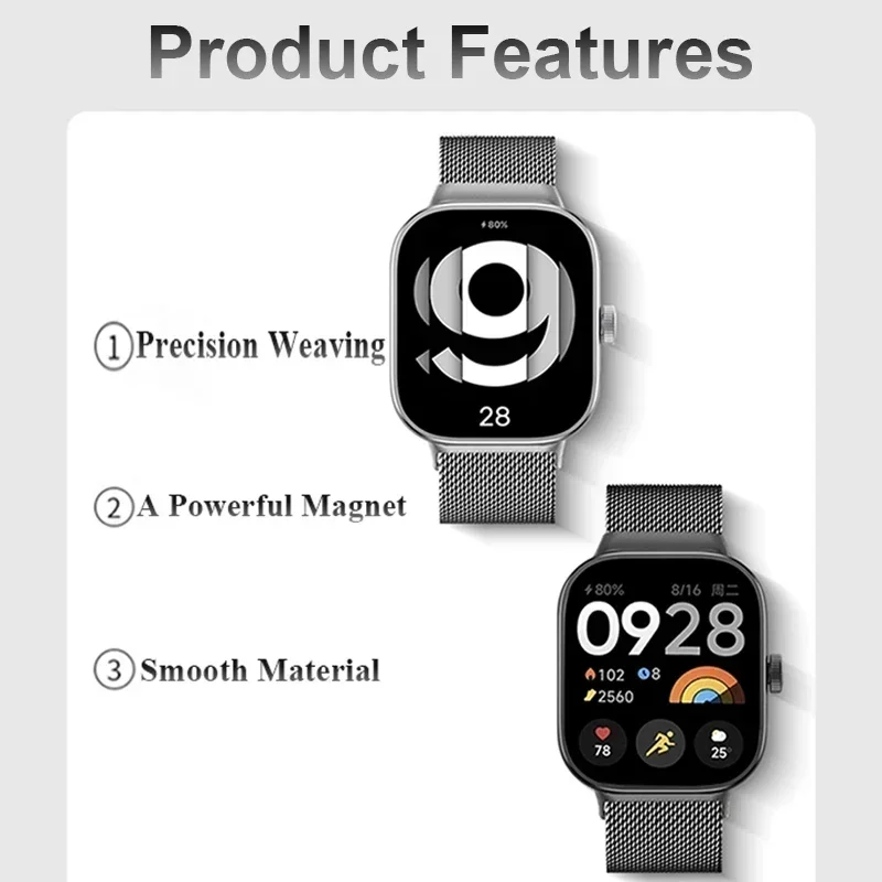Milanese Magnetic Loop Watchband with TPU Case & Screen Protector - Metal Strap