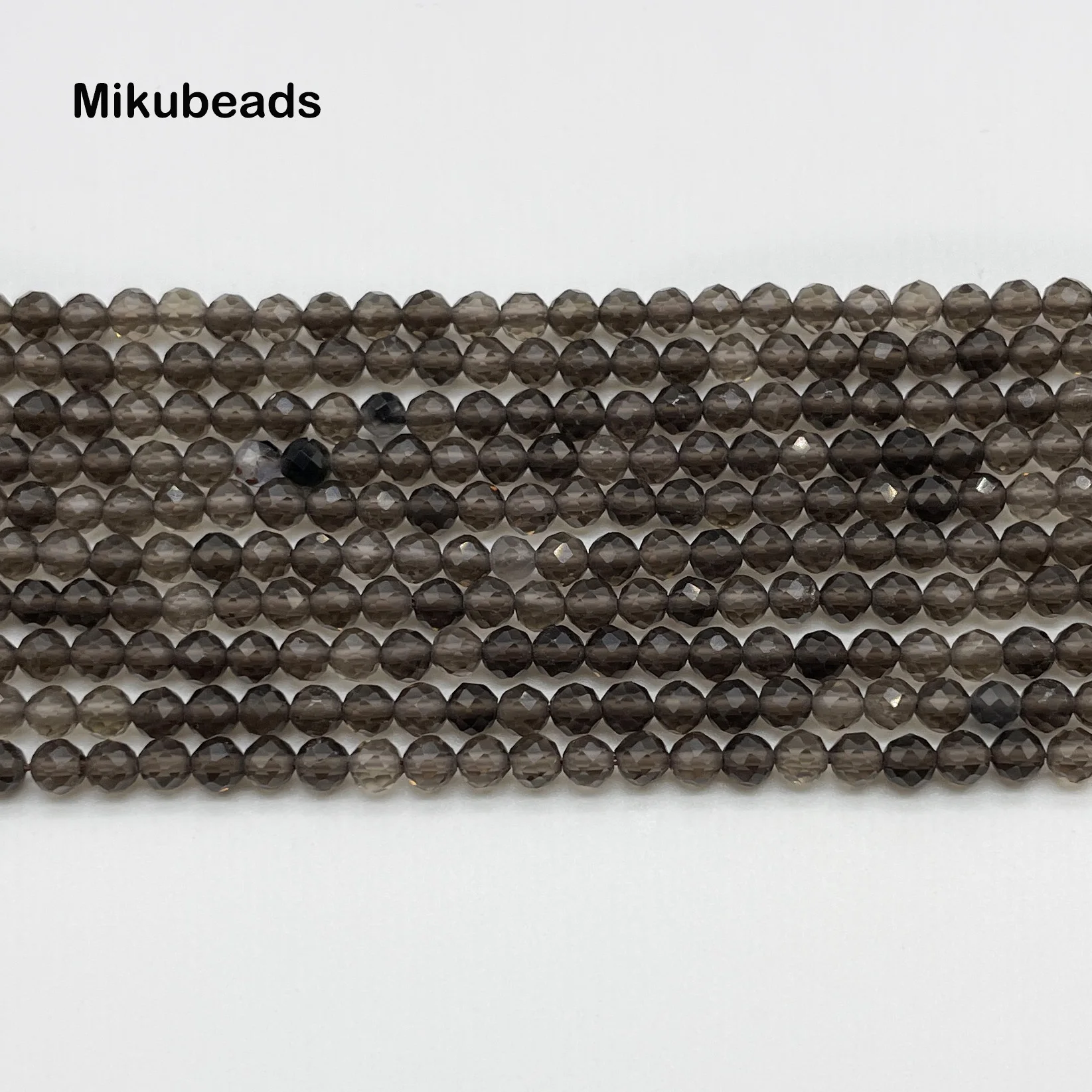 Beads Charms Quartz Beads Loose Gemstone Beads Beads Jewelry Loose Beads Natural Smoky Quartz 3mm 4mm Round Faceted