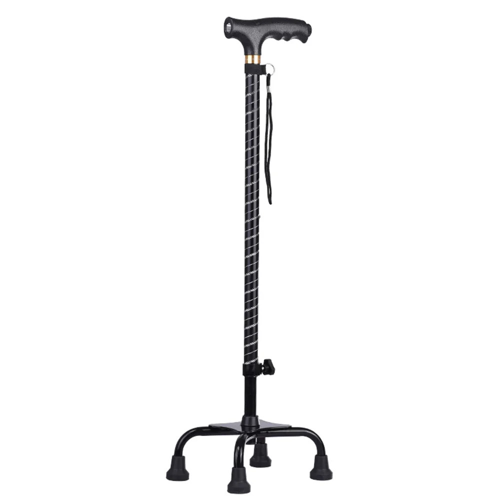 

Stretchable Cane Aluminum Alloy Four-Foot Non-Slip Walking Stick For The Elderly Telescopic Cane With Light Without