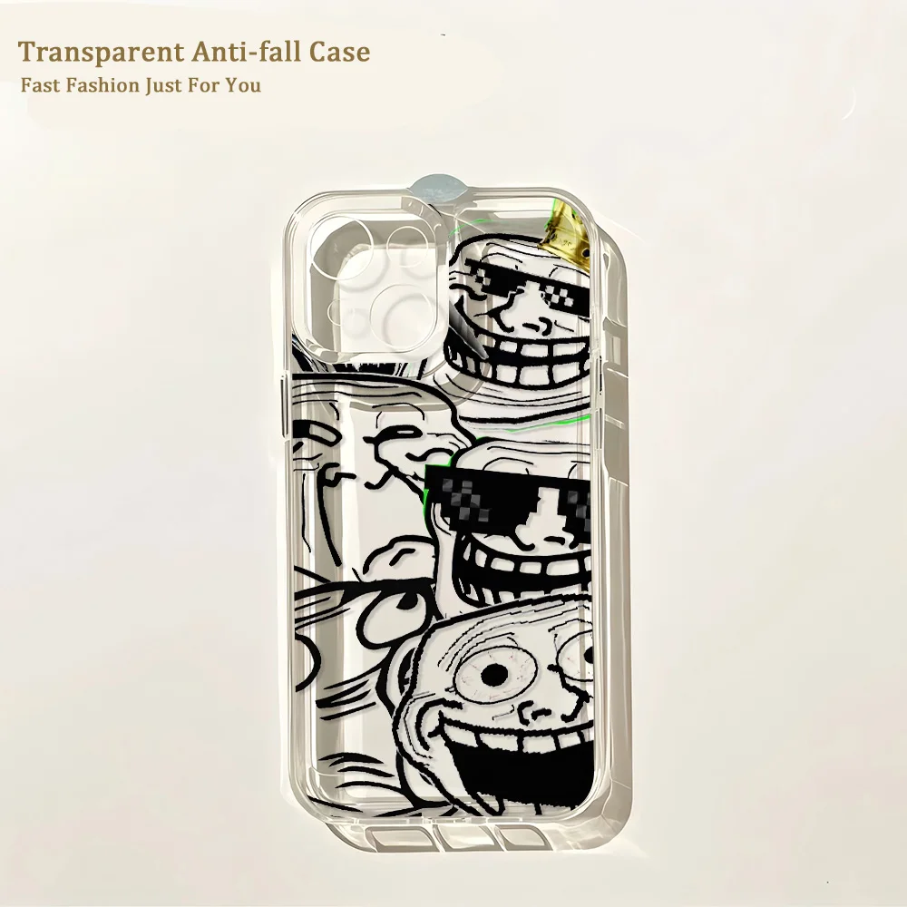 Funny Meme TrollfaceS Transparent Phone Case - Humorous Design Back Cover