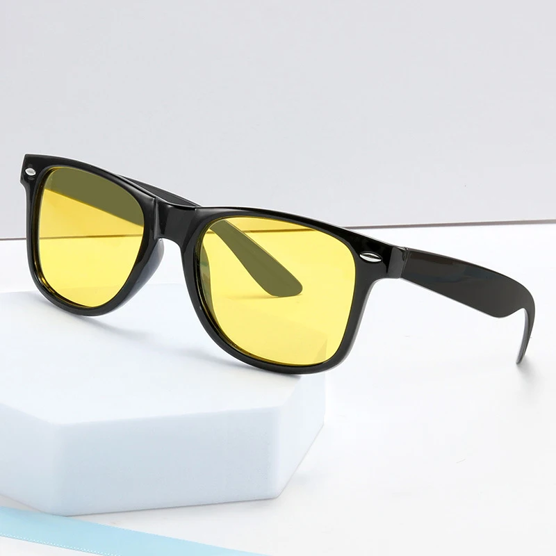 Night Driving Glasses Men Classic Square Polarized Sunglasses UV400 Yellow Lens For Women