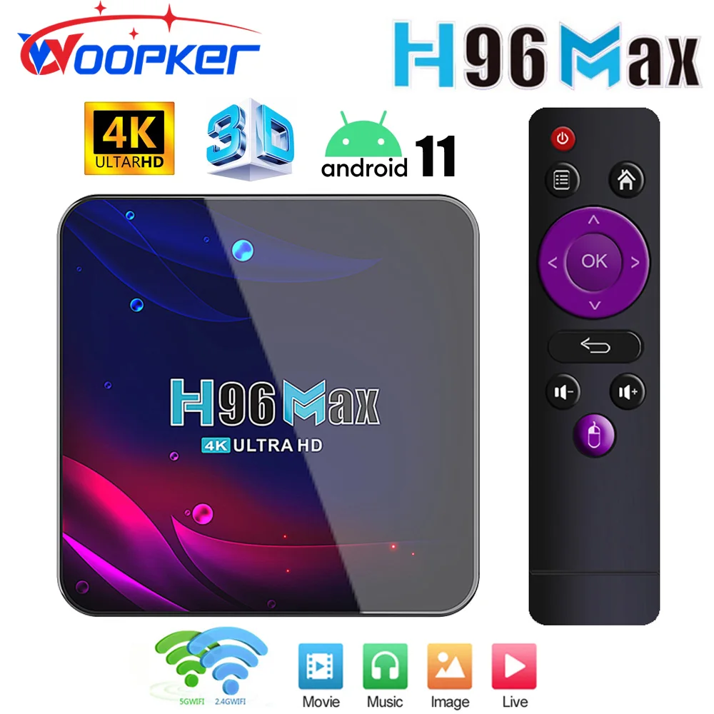 4K Hd Tv Box H96 Max V11 2.4G 5G Wifi Bt4.0 Ricevitore Lettore Multimediale Hdr Usb 3.0 4Gb 32Gb 64Gb Smart Android 11 Tv Box