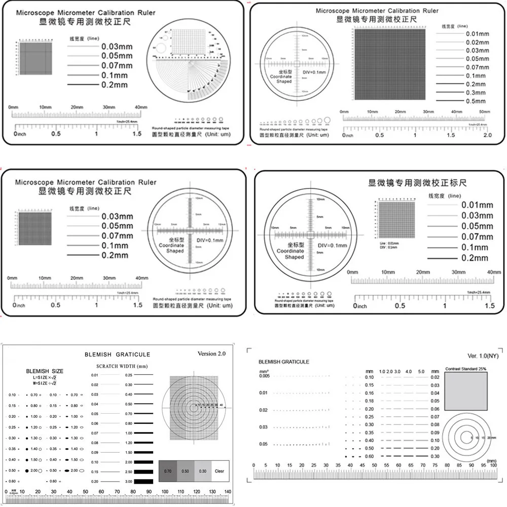 Soft Ruler Microscope Micrometer Calibration Slide Line Width Particle Diameter Measurement Tool High Precision Film Point Gauge Microscope Glass Slides