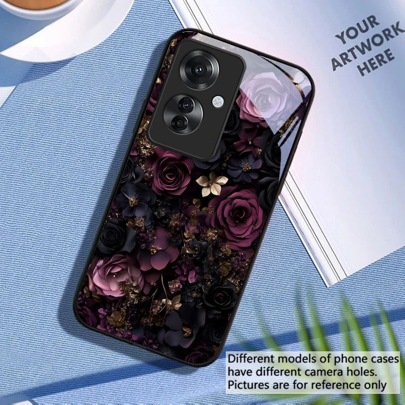 Chic Black Pink Rose Glass Phone Case