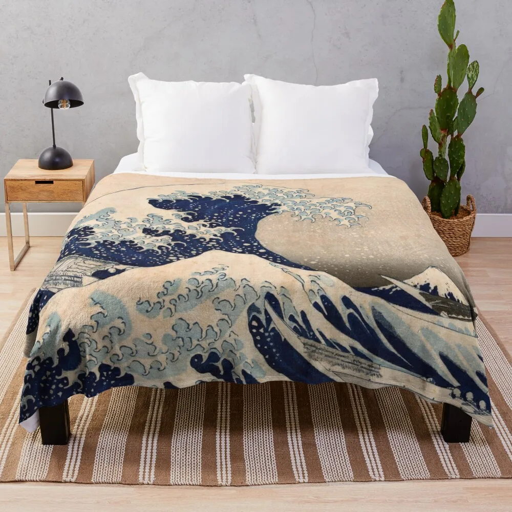 

Classic Japanese Great Wave off Kanagawa by Hokusai Wall Tapestry Traditional Version HD High Quality Throw Blanket Sofa Quilt