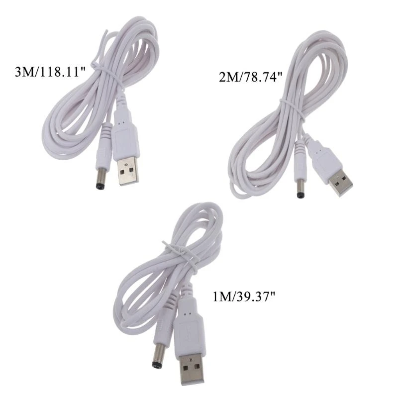 5V 전원 케이블 USB 2.0 수컷에서 5.5mm x 2.5mm 라우터 용 수컷 전원 코드, LED 조명, 스피커 1m/2M3M 케이블
