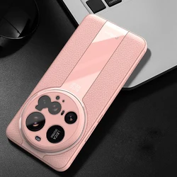 Luxury Lichi Leather Ultra-Thin Lens Protection Matte Phone Case for Xiaomi 15 Ultra (Pink)