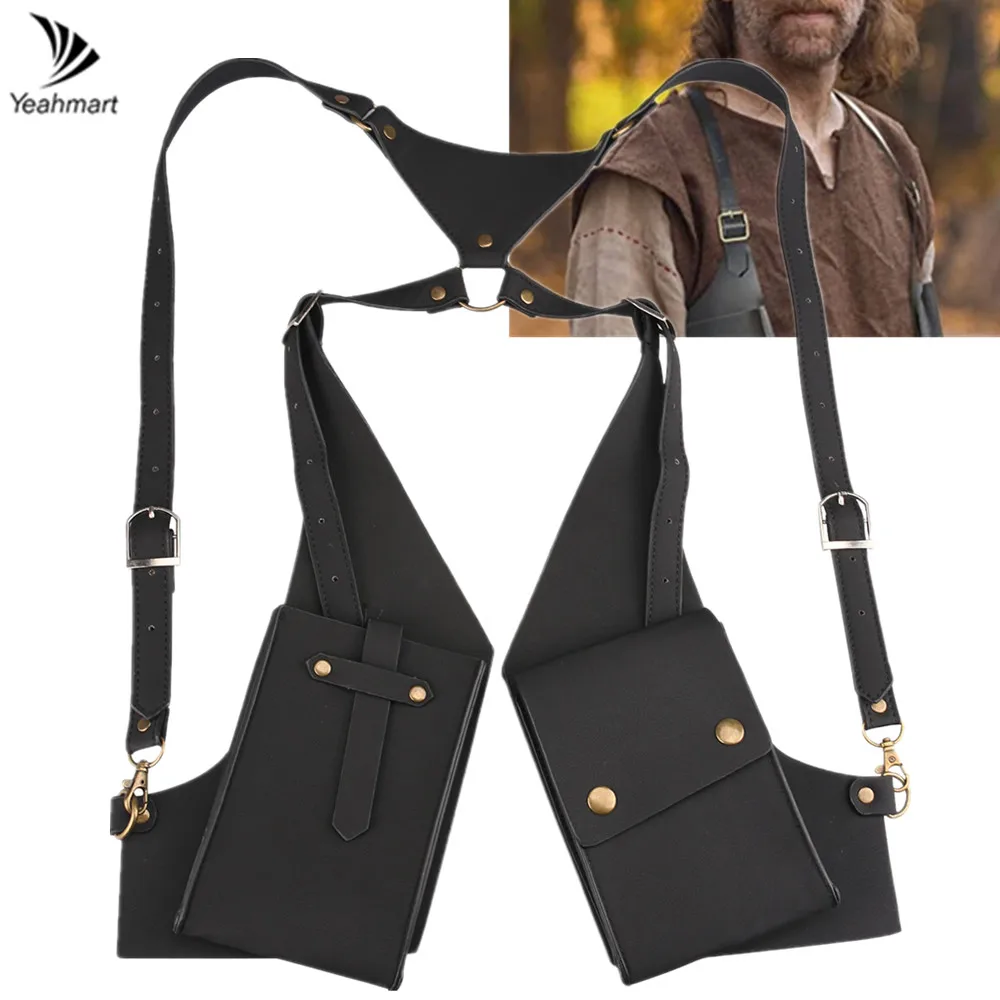 Yeahmart PU Leather Shoulder Holster Bag Handmade Purse Multi Purpose Hanging Organizer Underarm Storage Bags Phone