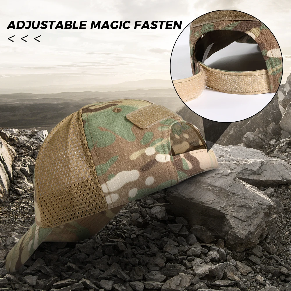 Outdoor Skull Camo Baseball Hat Tactical Army Fans Duck Tongue Hat Velcro Grid Embroidered Sun Protection baseball cap,camouflage hat